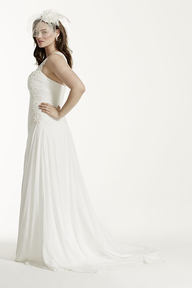 One Shoulder Wedding Dress with Floral Appliques Image 3