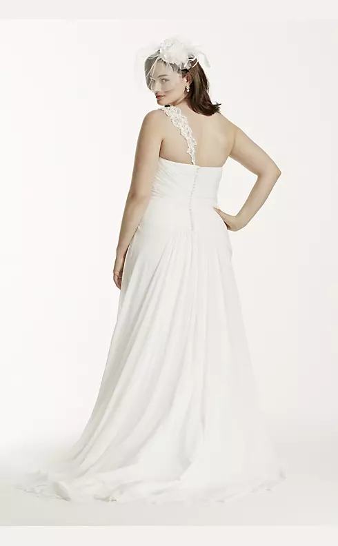 One Shoulder Wedding Dress with Floral Appliques Image 2