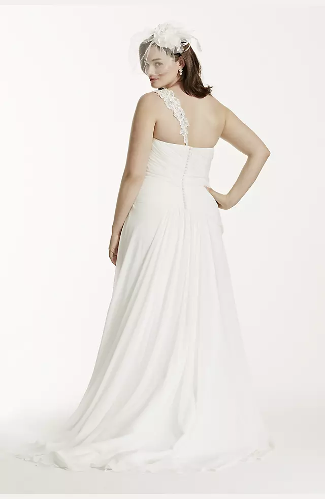 One Shoulder Wedding Dress with Floral Appliques Image 2