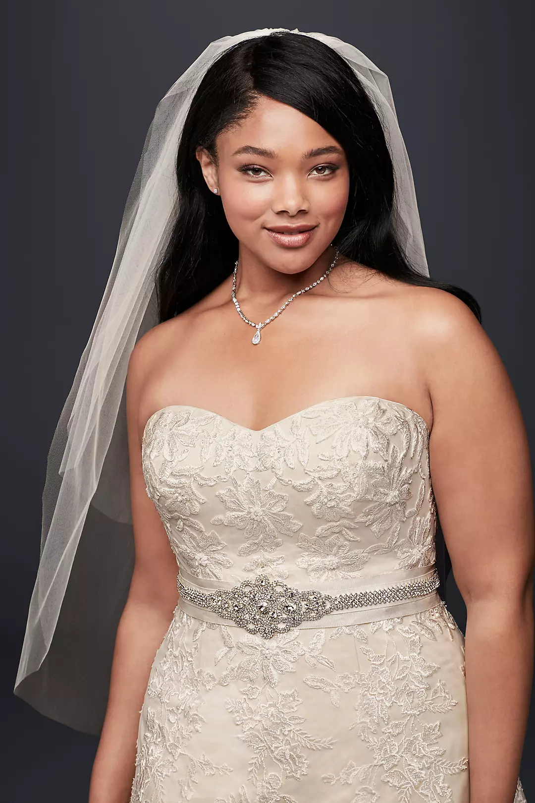 As-Is A Line Plus Size Wedding Dress with Lace Image 3