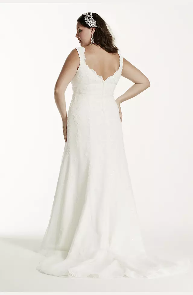 Tank Tulle Trumpet Wedding Dress with Lace Detail Image 2