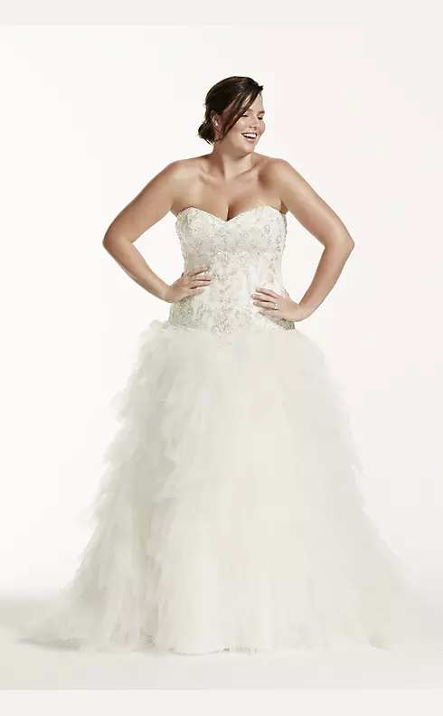 Strapless Tulle Wedding Dress with Ruffled Skirt  Image 1
