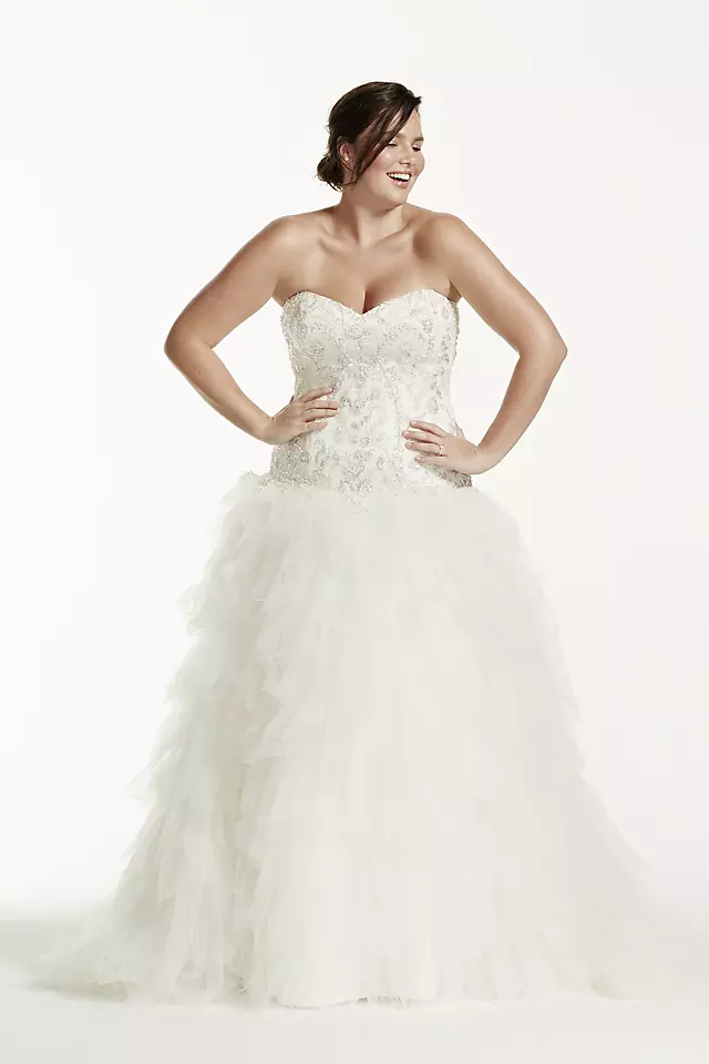 Strapless Tulle Wedding Dress with Ruffled Skirt  Image
