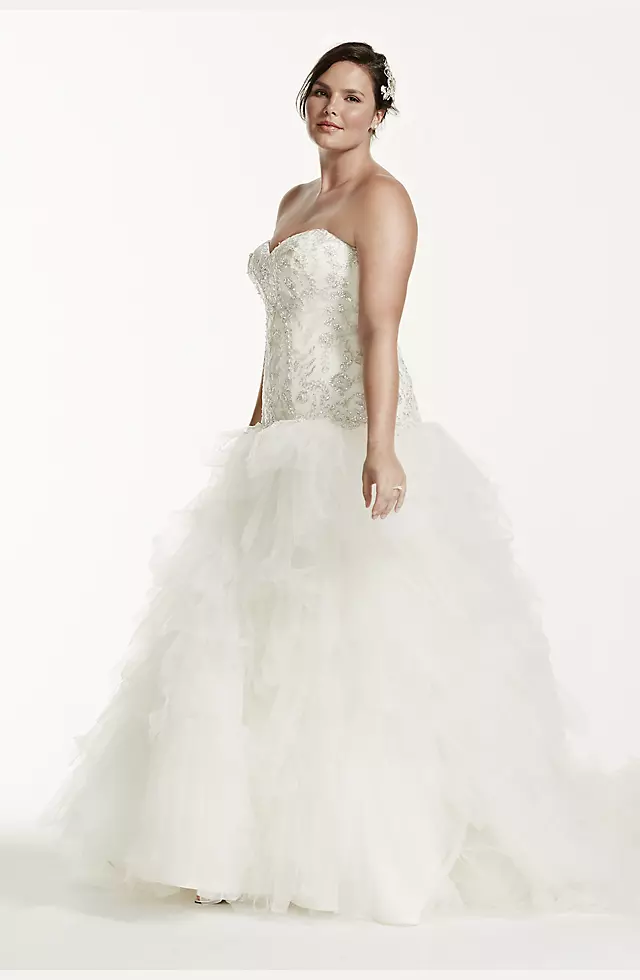 Strapless Tulle Wedding Dress with Ruffled Skirt  Image 4