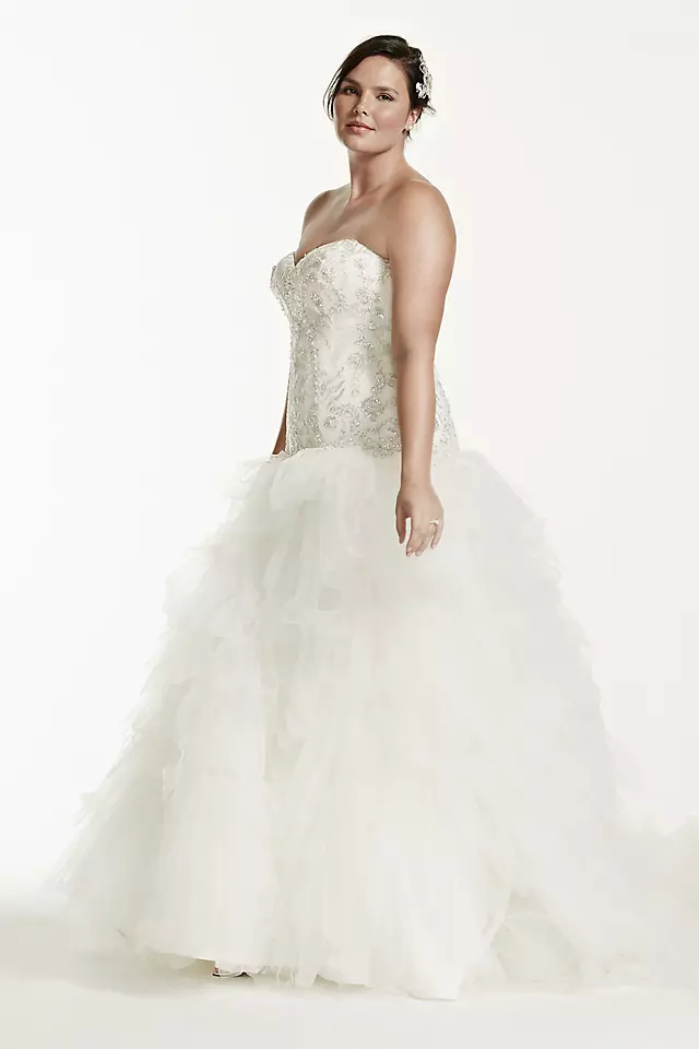 Strapless Tulle Wedding Dress with Ruffled Skirt  Image 4