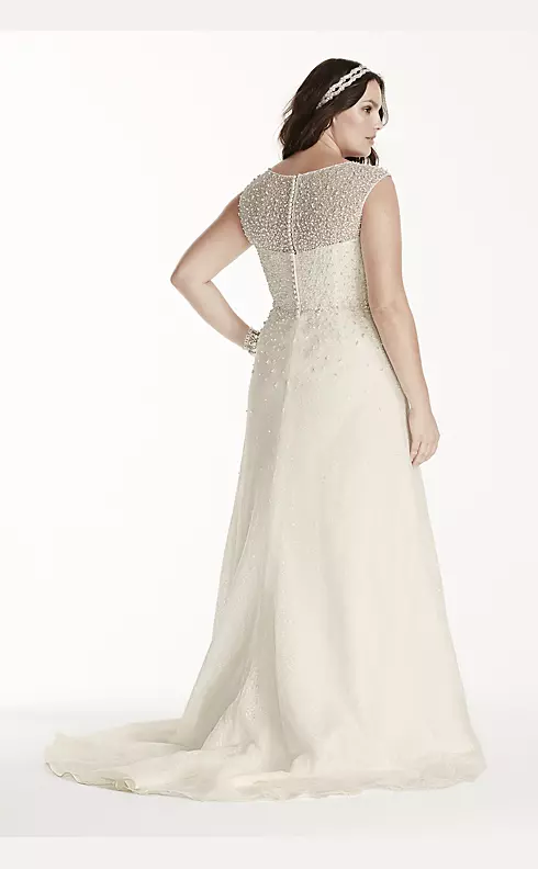 Jewel Cap Sleeve Wedding Dress with Pearl Details Image 2