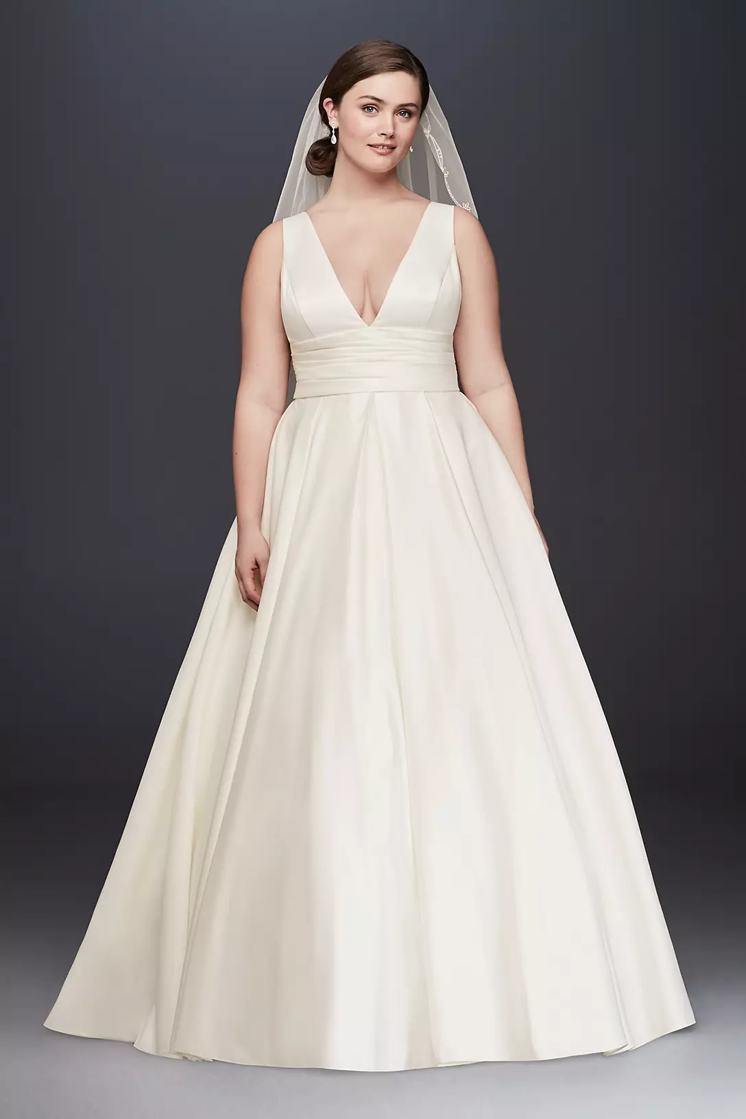 As-Is Satin Cummerbund Plus Size Wedding Dress  Image