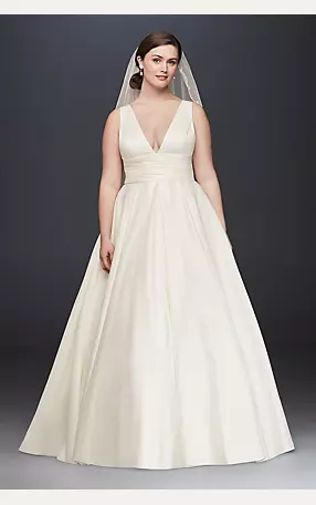 As-Is Satin Cummerbund Plus Size Wedding Dress  Image 1