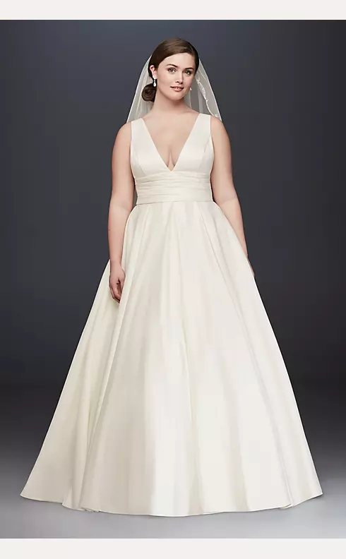 As-Is Satin Cummerbund Plus Size Wedding Dress  Image 1