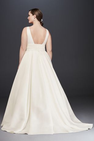 Satin Cummerbund Plus Size Wedding Dress David s Bridal Satin Cummerbund Plus Size Wedding Dress David s Bridal