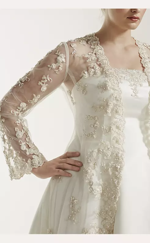 Plus Size Wedding Dress with Beaded Lace Jacket  Image 5