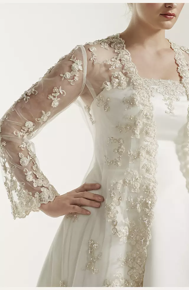 Plus Size Wedding Dress with Beaded Lace Jacket  Image 5