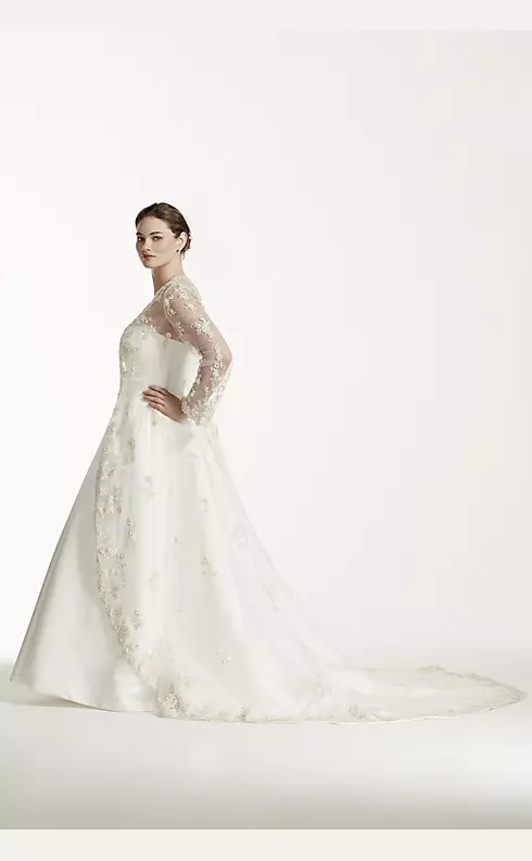 Plus Size Wedding Dress with Beaded Lace Jacket  Image 4