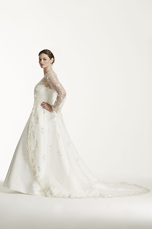 Plus Size Wedding Dress with Beaded Lace Jacket  Image 4