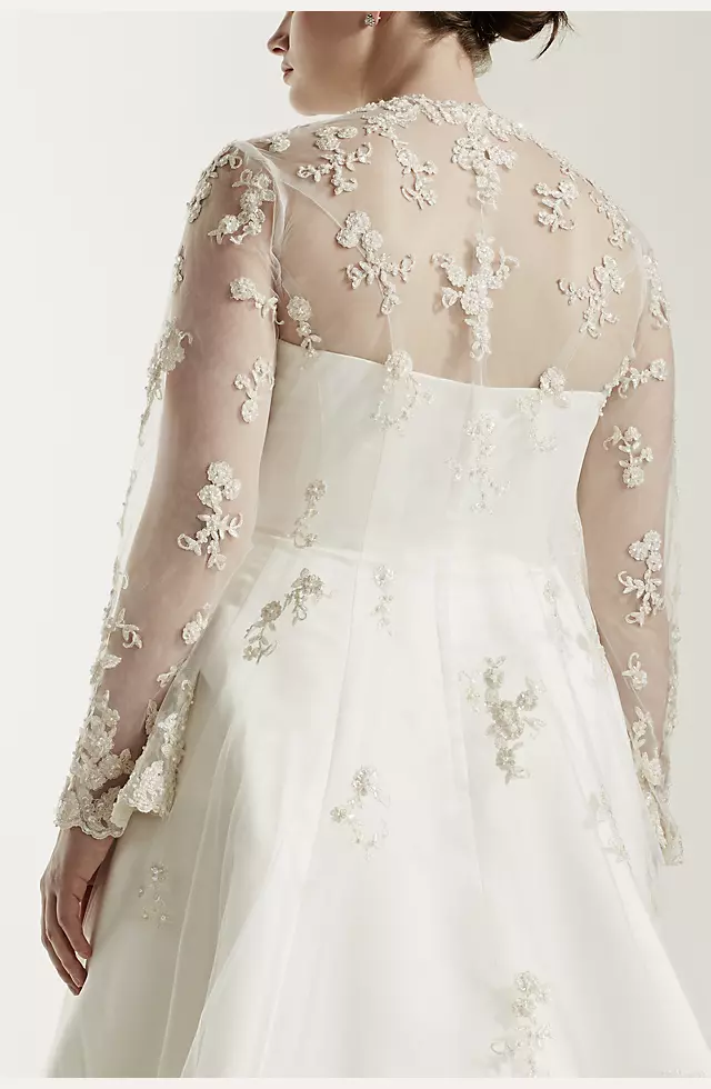 Plus Size Wedding Dress with Beaded Lace Jacket  Image 7