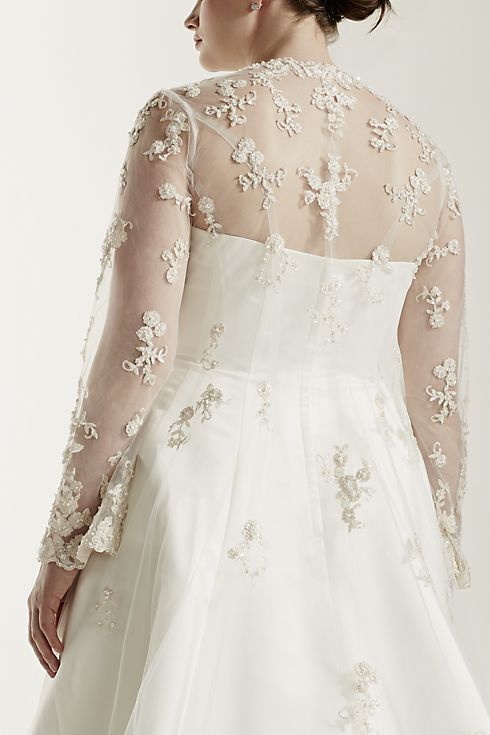 Plus Size Wedding Dress with Beaded Lace Jacket  Image 7