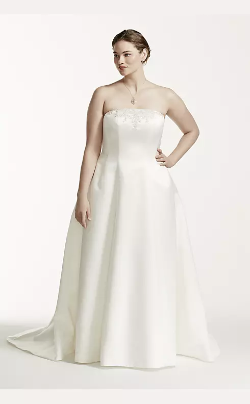Plus Size Wedding Dress with Beaded Lace Jacket  Image 1
