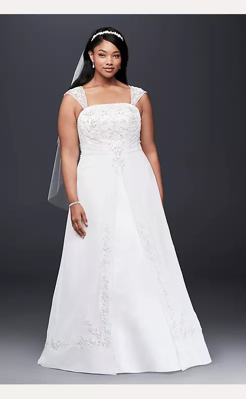 A line Chiffon Split Front Overlay Wedding Dress  Image 1
