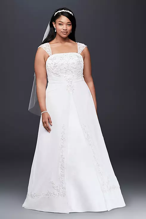 A line Chiffon Split Front Overlay Wedding Dress  Image 1