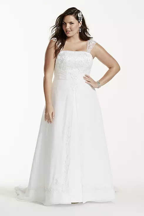 As-Is Plus Size Wedding Dress with Cap Sleeves Image 1