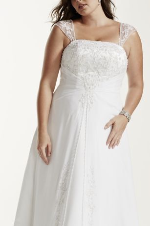 A-line with Chiffon Split Front Overlay | David's Bridal