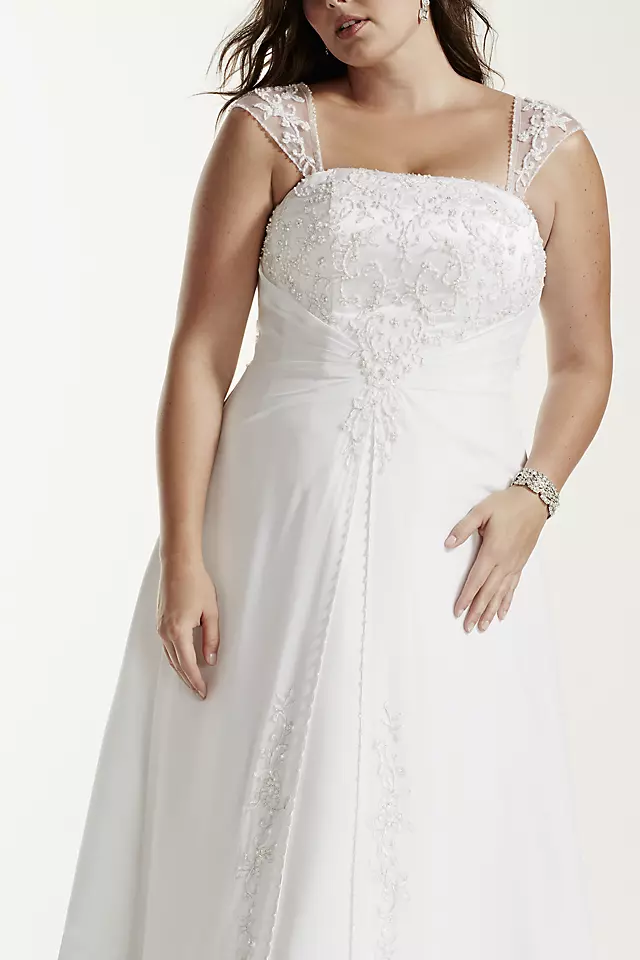 As-Is Plus Size Wedding Dress with Cap Sleeves Image 2