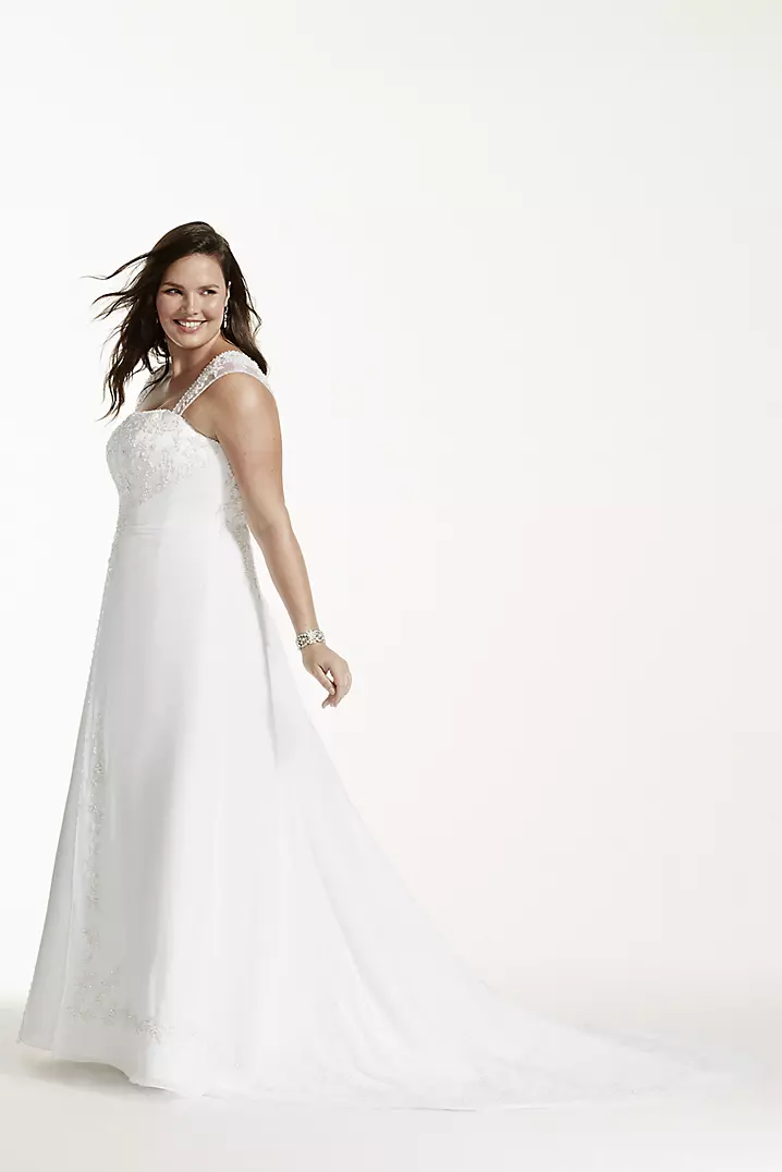 A-line with Chiffon Split Front Overlay