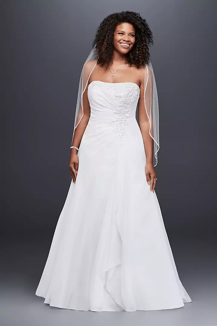 Chiffon A-line Wedding Dress with Side Draping | David's Bridal Chiffon A-line Wedding Dress with Side Draping | David's Bridal