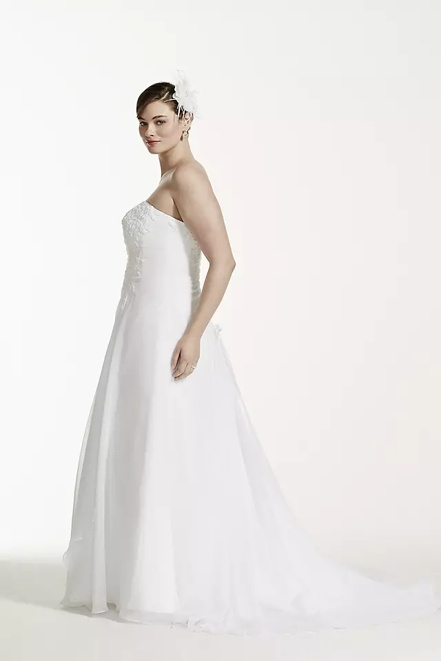As-Is Chiffon Plus Size Wedding Dress with Beading Image 3