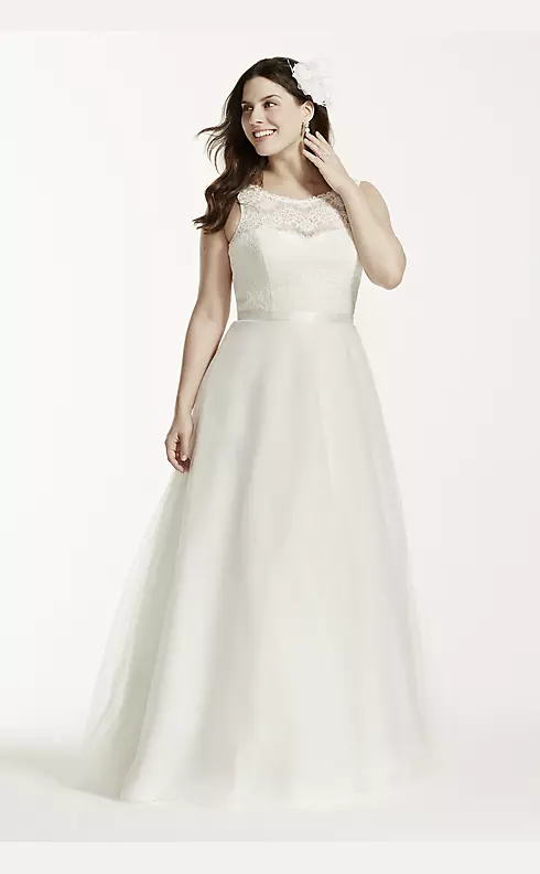 As-Is Illusion Lace A-Line Plus Size Wedding Dress Image 1