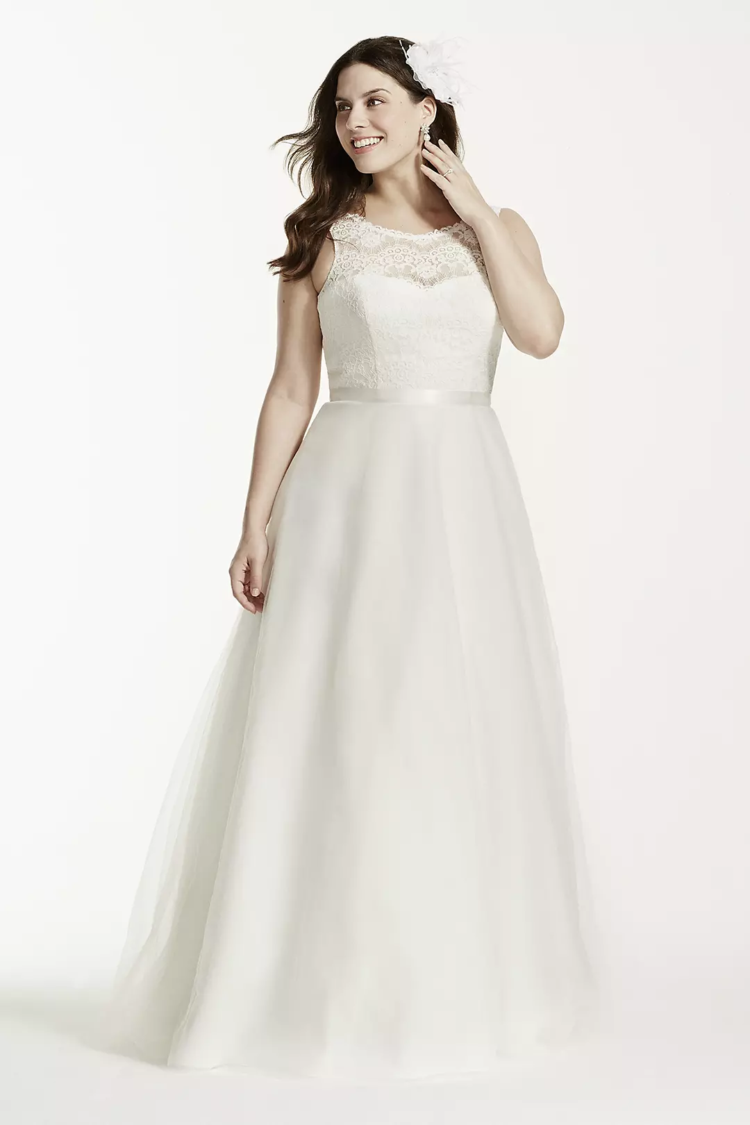 As-Is Illusion Lace A-Line Plus Size Wedding Dress Image