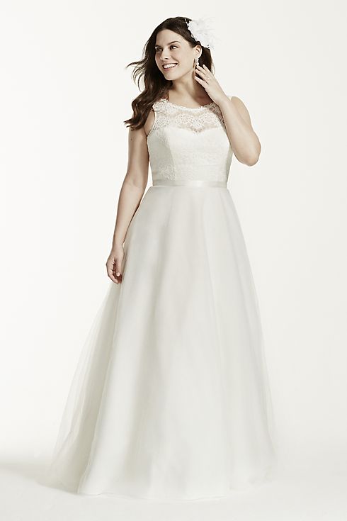 As-Is Illusion Lace A-Line Plus Size Wedding Dress Image 4