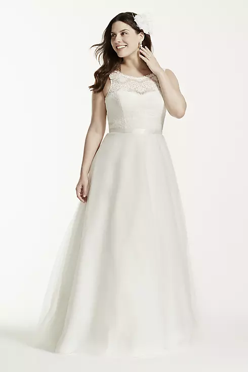 As-Is Illusion Lace A-Line Plus Size Wedding Dress Image 1