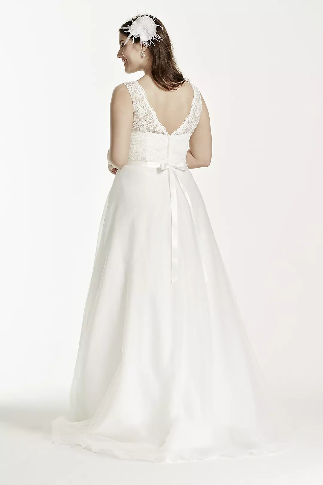 As-Is Illusion Lace A-Line Plus Size Wedding Dress Image 2