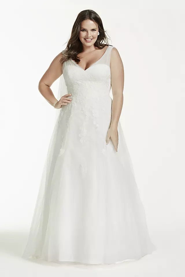 Tulle A-Line Wedding Dress with Floral Lace  Image