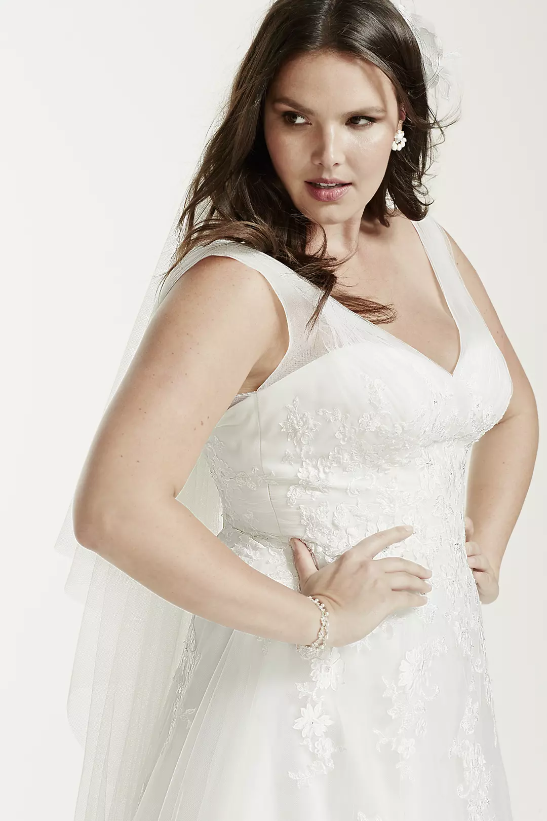 As-Is Plus Size Wedding Dress with Floral Lace Image 3