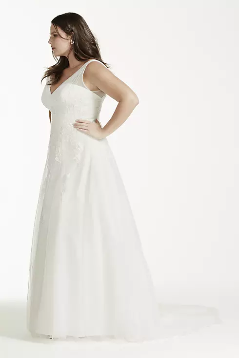 Tulle A-Line Wedding Dress with Floral Lace  Image 3