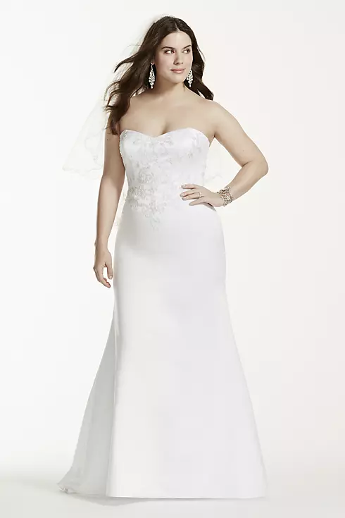 Lace Appliqued Satin Sweetheart Wedding Dress Image 1
