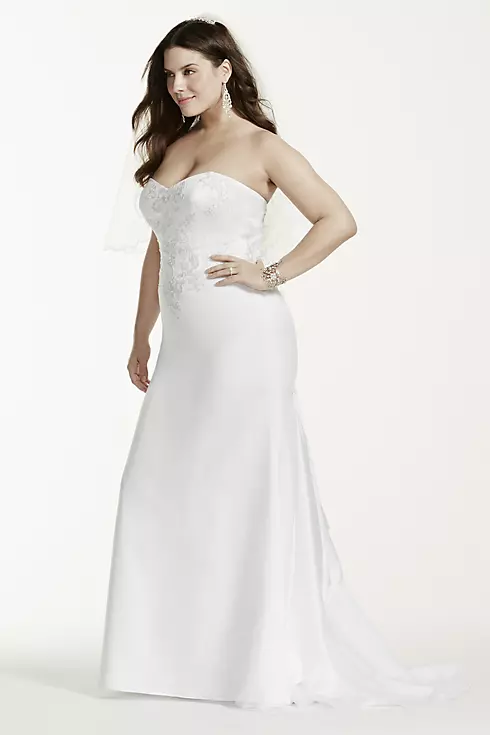 Lace Appliqued Satin Sweetheart Wedding Dress Image 3