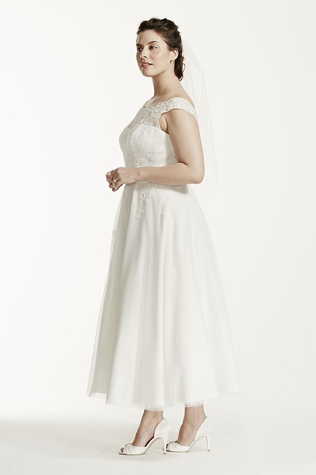 As-Is Tea Length  Plus Size Wedding Dress Image 3