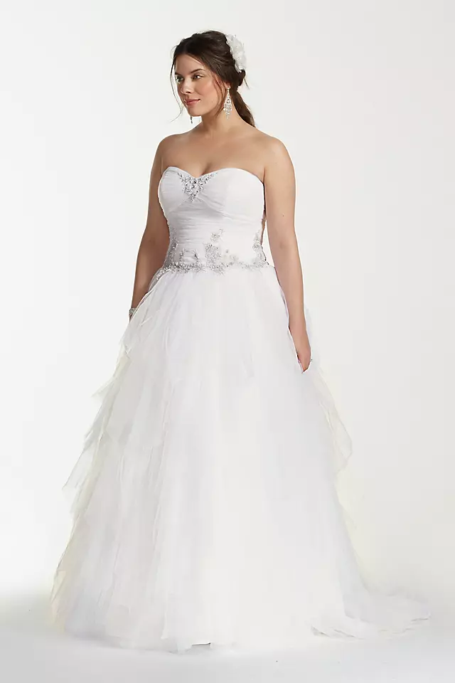 As-Is Jewel Tiered Tulle Plus Size Wedding Dress Image