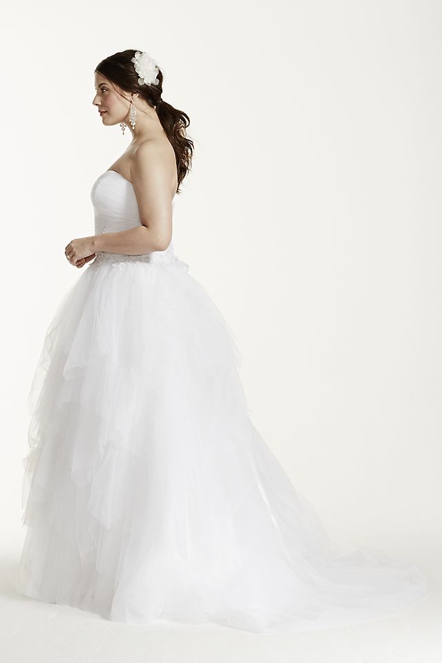 As-Is Jewel Tiered Tulle Plus Size Wedding Dress Image 2