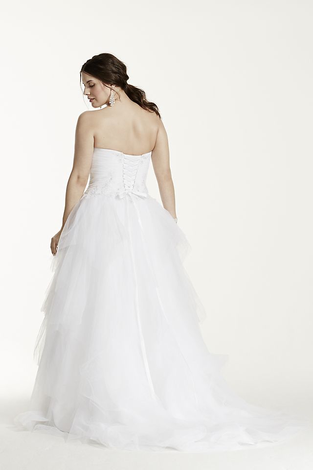 As-Is Jewel Tiered Tulle Plus Size Wedding Dress Image 3