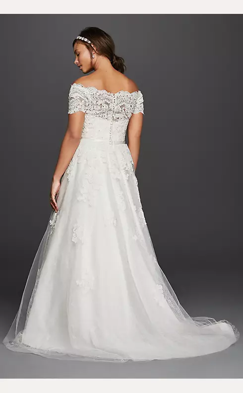 Jewel Short Sleeve Off The Shoulder Wedding Dress Image 2