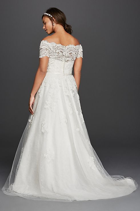 Jewel Short Sleeve Off The Shoulder Wedding Dress Image 2