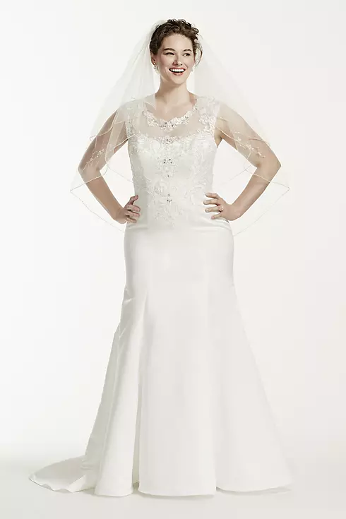 As-Is Jewel Cap Sleeve Plus Size Wedding Dress Image 1