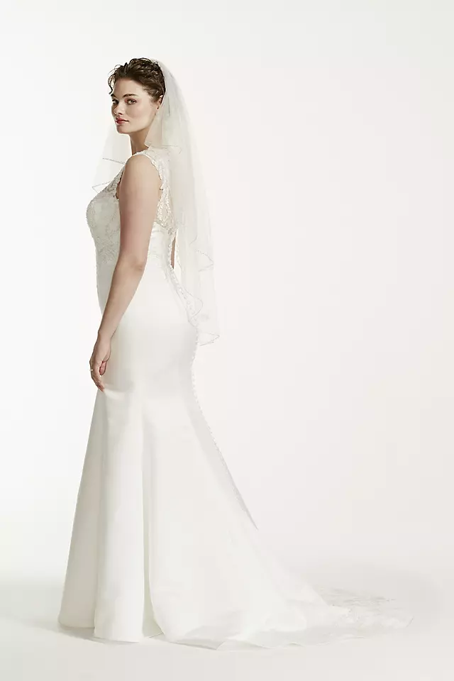 As-Is Jewel Cap Sleeve Plus Size Wedding Dress Image 3