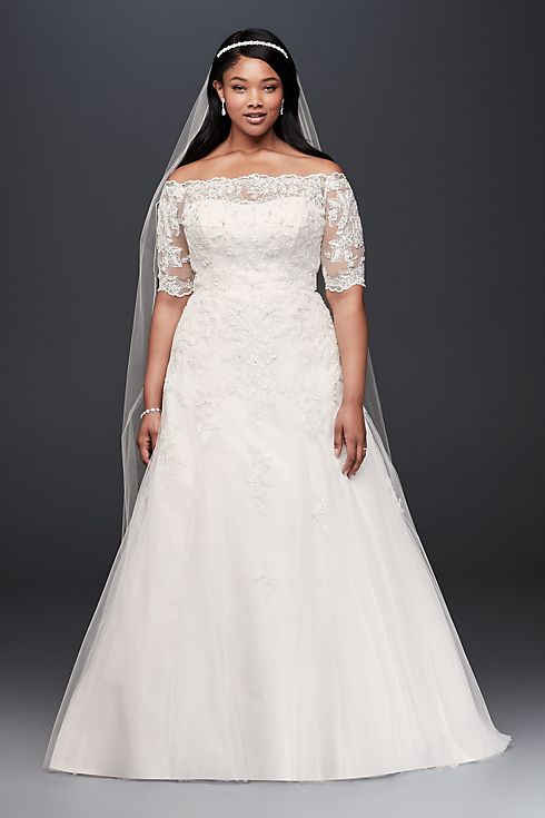 As-Is 3/4 Sleeve  Plus Size Wedding Dress Image