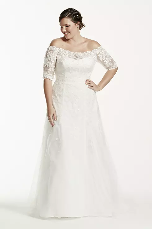 As-Is 3/4 Sleeve  Plus Size Wedding Dress Image 1