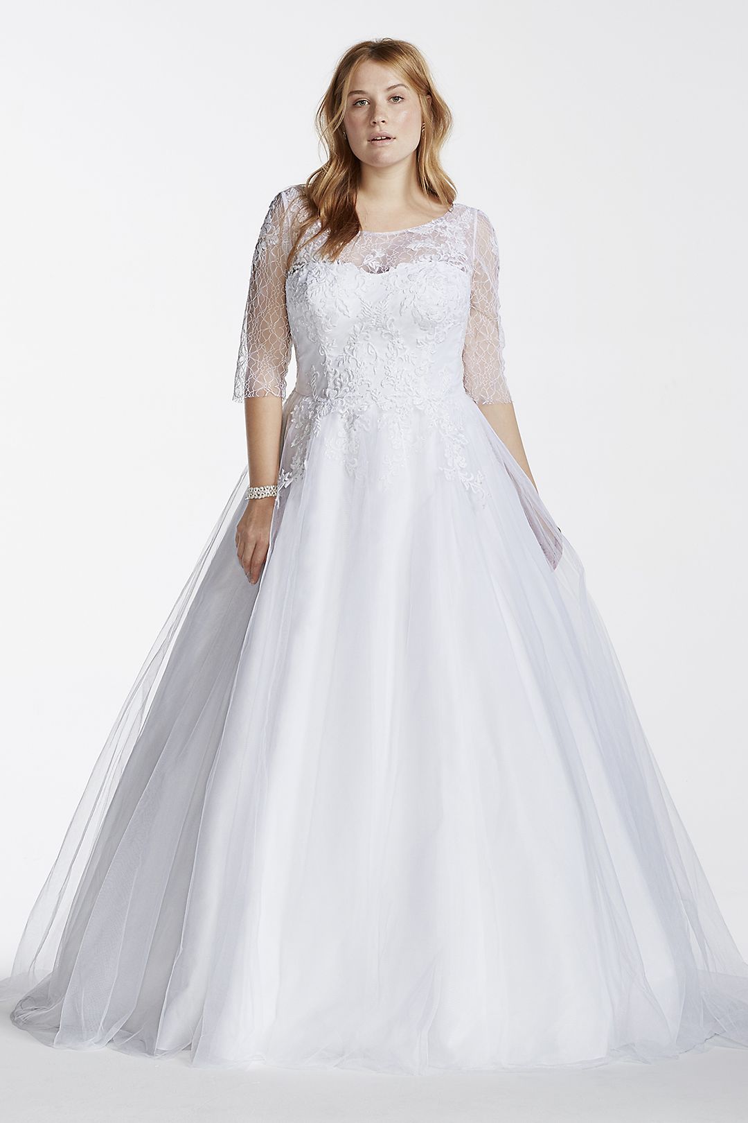 As-Is Plus Size Wedding Dress with Illusion Bodice Image 4